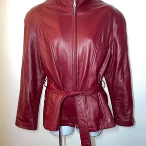 WILSON LEATHER VINTAGE Women's Burgundy Leather Jacket (Size Medium)